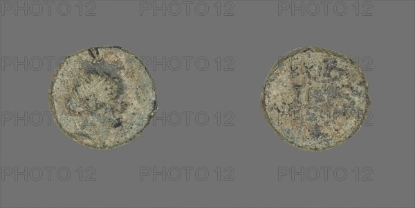 Coin Depicting the Amazon Cyme, about 250 BC, Greek, minted in Cyme, Acolis, Ancient Greece, Bronze, Diam. 1.7 cm, 3.07 g