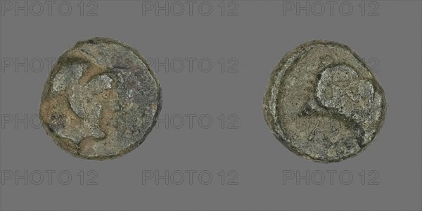Coin Depicting the Goddess Athena, before 387 BC, Greek, Ancient Greece, Bronze, Diam. 1.1 cm, 1.71 g