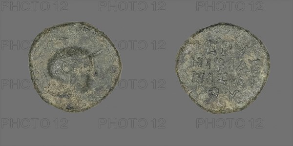 Coin Depicting the Goddess Athena, 300/200 BC, Greek, Ancient Greece, Bronze, Diam. 1.3 cm, 1.49 g