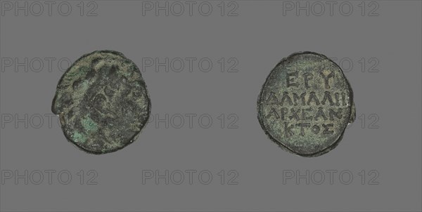 Coin Depicting the Hero Herakles, about 300/200 BC, Greek, Ancient Greece, Bronze, Diam. 1.5 cm, 3.54 g