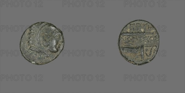 Coin Depicting the Hero Herakles, 4th century BC and later, Greek, Ancient Greece, Bronze, Diam. 1.6 cm, 3.56 g