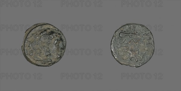 Coin Depicting the Hero Herakles, 4th century BC, Greek, Ancient Greece, Bronze, Diam. 1.5 cm, 3.06 g