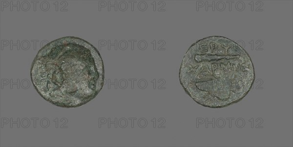 Coin Depicting the Hero Herakles, 4th century BC, Greek, Ancient Greece, Bronze, Diam. 1.6 cm, 3.14 g