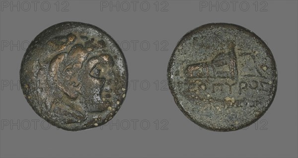 Coin Depicting the Hero Herakles, 4th century BC and later, Greek, Ancient Greece, Bronze, Diam. 2.3 cm, 10.62 g