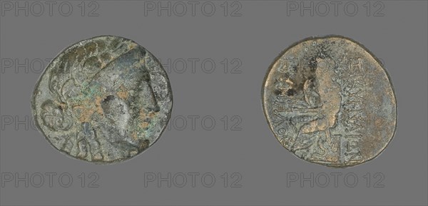 Coin Depicting the God Apollo, 2nd/1st century BC, Greek, Ancient Greece, Bronze, Diam. 2 cm, 6.69 g