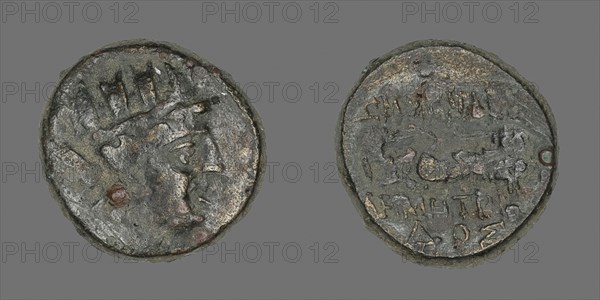 Coin Depicting the Goddess Kybele, 2nd/1st century BC, Greek, Izmir, Bronze, Diam. 1.7 cm, 5.29 g