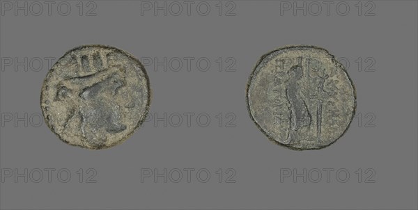 Coin Depicting the Goddess Kybele, 2nd century BC, Greek, Izmir, Bronze, Diam. 1.6 cm, 3.36 g
