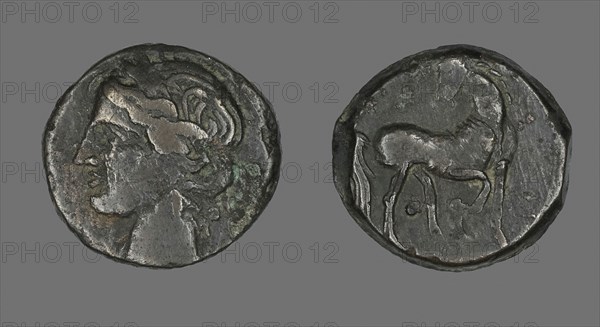 Coin Depicting the Goddess Persephone (?), about 241/146 BC, Greek, Ancient Greece, Bronze, Diam. 2.4 cm, 9.60 g