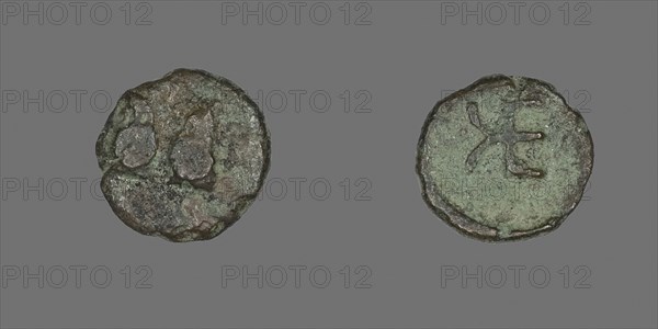 Coin Depicting Two Rams, about 400/310 BC, Greek, Ancient Greece, Bronze, Diam. 1 cm, 0.72 g