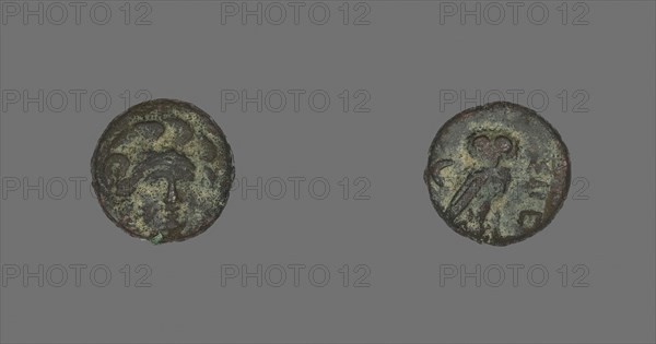 Coin Depicting the Goddess Athena, 4th century BC, Greek, Ancient Greece, Bronze, Diam. 1.2 cm, 1.94 g