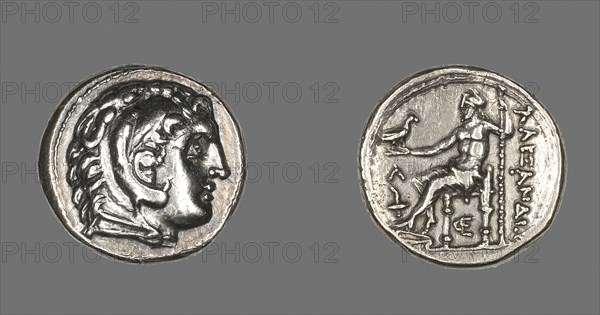Tertradrachm (Coin) Portraying Alexander the Great as Herakles, 336/323 BC, Greek, minted in Amphipolis, Macedonia, Greece, Silver, Diam. 2.7 cm, 16.96 g