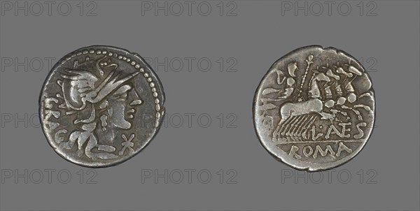 Denarius (Coin) Depicting the Goddess Roma, about 136 BC, Roman, Roman Empire, SIlver, Diam. 2 cm, 3.79 g