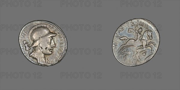 Denarius (Coin) Depicting the God Mars, 55 BC, Roman, Roman Empire, Silver, Diam. 1.8 cm, 4.08 g