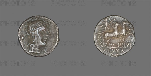 Denarius (Coin) Depicting the Goddess Roma, 131 BC, Roman, Roman Empire, Silver, Diam. 1.8 cm, 3.83 g
