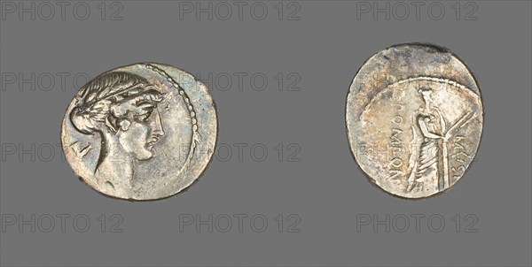 Denarius (Coin) Depicting the God Apollo, 66 BC, Roman, Roman Empire, Silver, Diam. 1.9 cm, 3.91 g