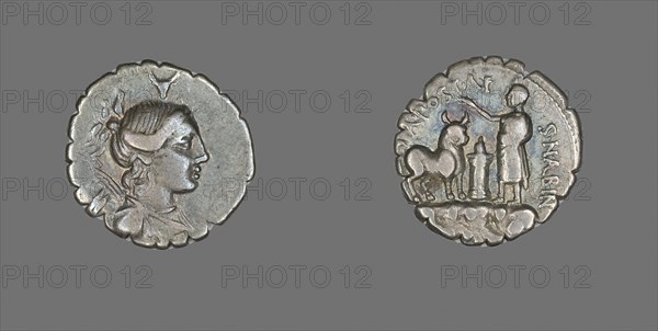 Denarius Serratus (Coin) Depicting the Goddess Diana, about 81 BC, Roman, Roman Empire, Silver, DIam. 1.9 cm, 3.93 g