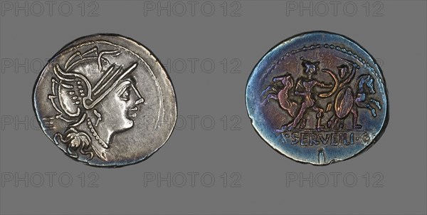 Denarius (Coin) Depicting the Goddess Roma, about 100 BC, Roman, Roman Empire, Silver, DIam. 2.2 cm, 3.92 g