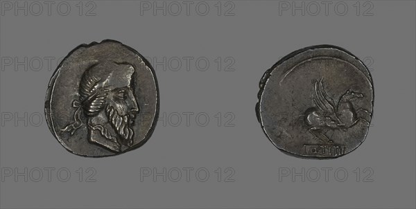 Denarius (Coin) Depicting a Bearded Man, about 90 BC, Roman, Roman Empire, Silver, Diam. 1.9 cm, 3.85 g