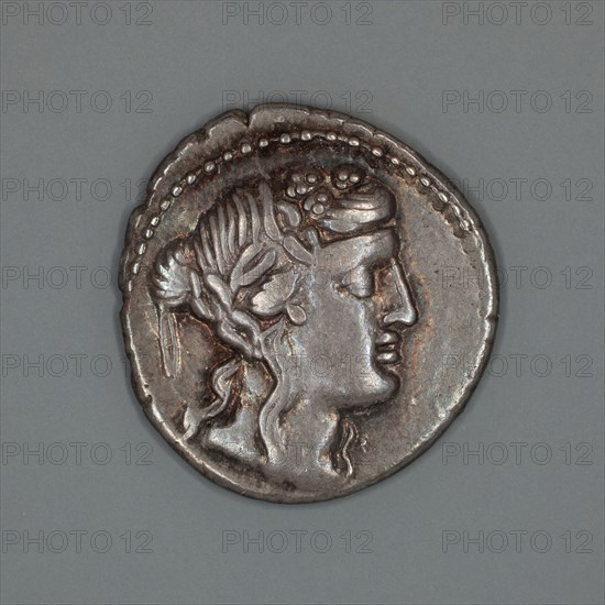 Denarius (Coin) Depicting the God Liber, about 78 BC, Roman, Roman Empire, Silver, Diam. 2 cm, 3.58 g