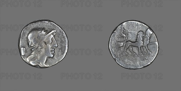 Denarius (Coin) Depicting a Helmeted Head, about 78 BC, Roman, Roman Empire, Silver, DIam. 1.8 cm, 3.88 g