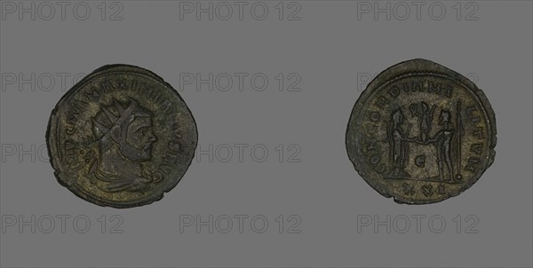 Antoninianus (Coin) Portraying Emperor Marcus Aurelius Valerius Maximianus (Maximian or Maximianus I), about AD 293, Roman, minted in Cyzicus, Roman Empire, Bronze, Diam. 2.3 cm, 3.60 g