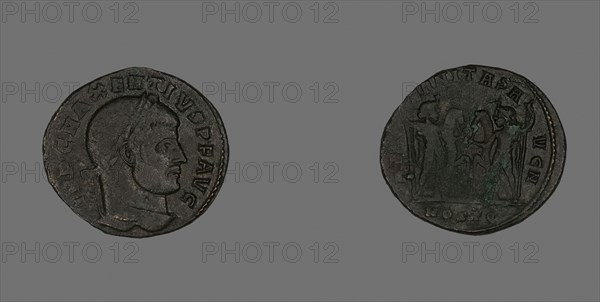 Follis (Coin) Portraying Emperor Maxentius, AD 309/312, Roman, minted in Ostia, Roman Empire, Bronze, Diam. 2.5 cm, 6.30 g