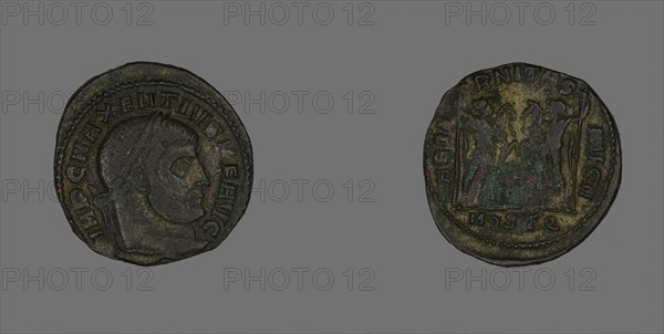 Follis (Coin) Portraying Emperor Maxentius, AD 309/312, Roman, minted in Ostia, Roman Empire, Bronze, Diam. 2.6 cm, 6.14 g