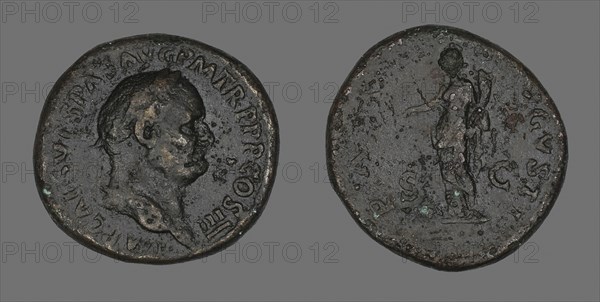 Sestertius (Coin) Portraying Emperor Vespasian, AD 69/79, Roman, Roman Empire, Bronze, Diam. 3.3 cm, 26.03 g