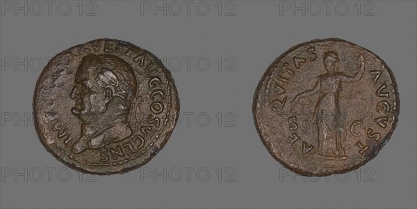 As (Coin) Depicting a Laureate, AD 74, Roman, minted in Rome, Roman Empire, Bronze, Diam. 2.9 cm, 13.53 g