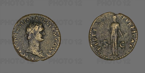 Dupondius (Coin) Portraying Emperor Domitian, AD 85, Roman, minted in Rome, Roman Empire, Bronze, Diam. 2.8 cm, 11.32 g