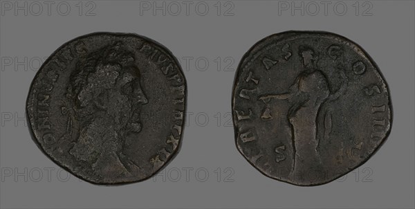 Sestertius (Coin) Portraying Emperor Antoninus Pius, AD 155/156, Roman, minted in Rome, Roman Empire, Bronze, Diam. 3.2 cm, 25.43 g