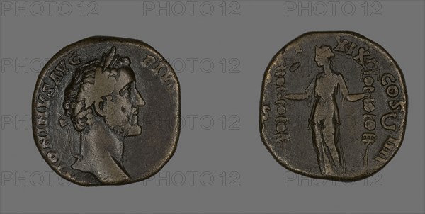 Sestertius (Coin) Portraying Emperor Antoninus Pius, AD 155/156, Roman, minted in Rome, Roman Empire, Bronze, Diam. 3 cm, 20.66 g