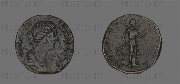 Sestertius (Coin) Portraying Empress Faustina, AD 176, Roman, minted in Rome, Roman Empire, Bronze, Diam. 3 cm, 27.24 g