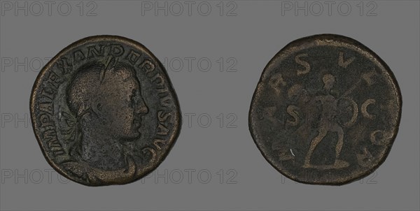 Sestertius (Coin) Portraying Emperor Severus Alexander, AD 232, Roman, minted in Rome, Roman Empire, Bronze, Diam. 2.9 cm, 21.18 g