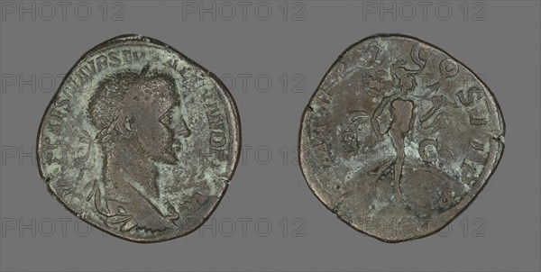 Sestertius (Coin) Portraying Emperor Severus Alexander, AD 266, Roman, minted in Rome, Roman Empire, Bronze, Diam. 3.1 cm, 21.70 g