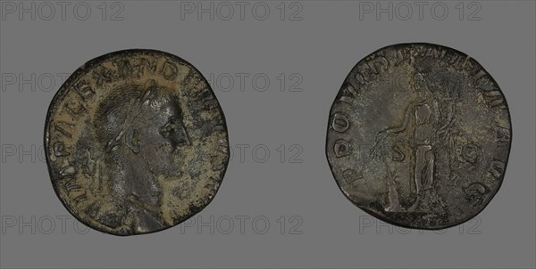 Sestertius (Coin) Portraying Emperor Severus Alexander, AD 232, Roman, minted in Rome, Roman Empire, Bronze, Diam. 2.9 cm, 18.32 g