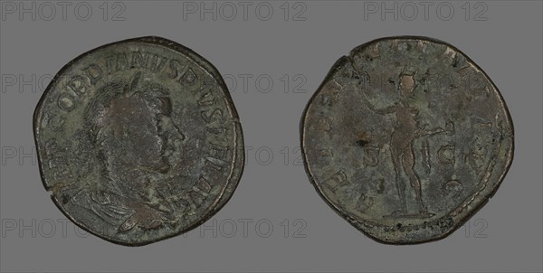 Sestertius (Coin) Portraying Emperor Gordianus, AD 241, Roman, minted in Rome, Roman Empire, Bronze, DIam. 3.2 cm, 24.26 g