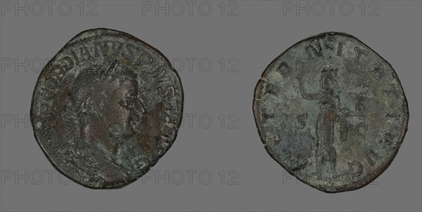 Sestertius (Coin) Portraying Emperor Gordianus, AD 241, Roman, minted in Rome, Roman Empire, Bronze, Diam. 3.1 cm, 17.97 g