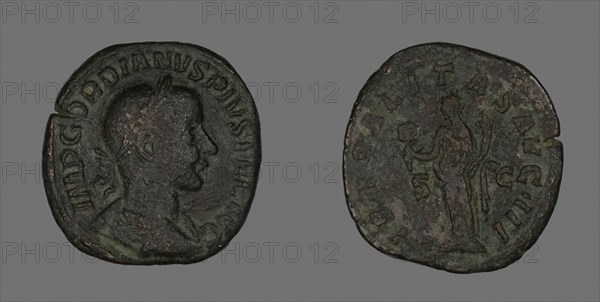 Sestertius (Coin) Portraying Emperor Gordianus, AD 238/244, Roman, Roman Empire, Bronze, Diam. 3.2 cm, 16.73 g