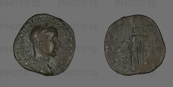 Sestertius (Coin) Portraying Emperor Gordianus, AD 238/244, Roman, Roman Empire, Bronze, Diam. 3 cm, 15.56 g