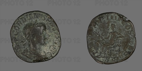 Sestertius (Coin) Portraying Emperor Gordianus, AD 238/244, Roman, Roman Empire, Bronze, Diam. 3.1 cm, 18.33 g