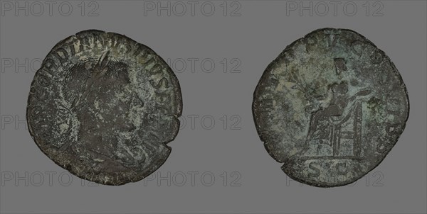 Sestertius (Coin) Portraying a Roman Emperor, AD 238/244, Roman, Roman Empire, Bronze, Diam. 3 cm, 16.08 g