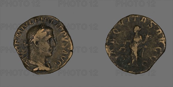 Sestertius (Coin) Portraying Philip the Arab, AD 244/249, Roman, Roman Empire, Bronze, Diam. 2.8 cm, 16.92 g