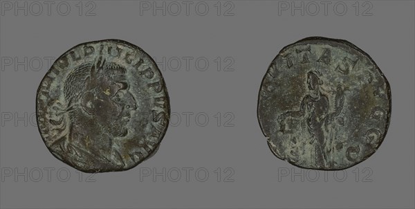 Sestertius (Coin) Portraying Philip the Arab, AD 244/249, Roman, Roman Empire, Bronze, Diam. 2.7 cm, 15.03 g