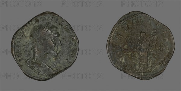 Sestertius (Coin) Portraying Philip the Arab, AD 244/249, Roman, Roman Empire, Bronze, DIam. 3.1 cm, 18.58 g