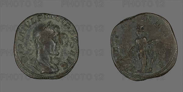 Sestertius (Coin) Portraying Philip the Arab, AD 244/249, Roman, Roman Empire, Bronze, Diam. 3.1 cm, 22.64 g