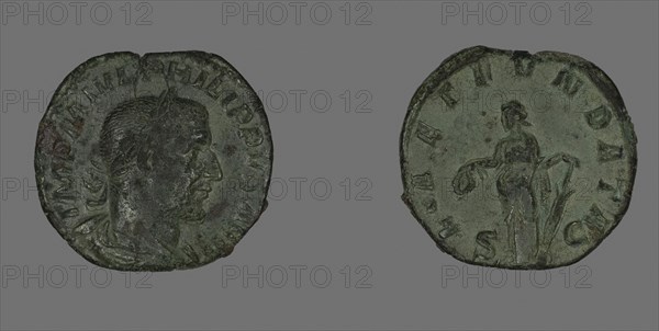 Sestertius (Coin) Portraying Philip the Arab, AD 244/249, Roman, Roman Empire, Bronze, Diam. 3 cm, 15.81 g