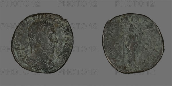 Sestertius (Coin) Portraying Philip the Arab, AD 247, Roman, Roman Empire, Bronze, Diam. 3.1 cm, 19.25 g