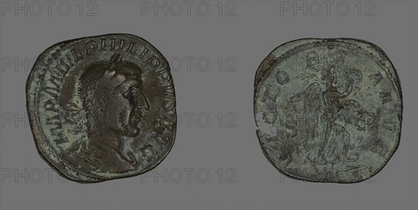Sestertius (Coin) Portraying Philip the Arab, AD 244/247, Roman, Roman Empire, Bronze, Diam. 3.1 cm, 21.88 g