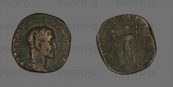 Sestertius (Coin) Portraying Emperor Maximinus, AD 235/236, Roman, minted in Rome, Roman Empire, Bronze, Diam. 2.9 cm, 21.29 g